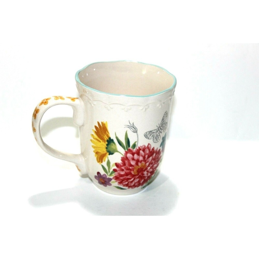 New Pioneer Woman 18oz Blooming Bouquet Stoneware Floral Coffee Tea Mug Butterfl